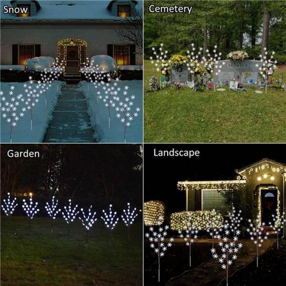 4pcs 80 led Solar Christmas Snowflake Lights for Yard Decor,8 Modes (Cool White) - Picture 7 of 7